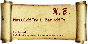 Matulányi Bernát névjegykártya